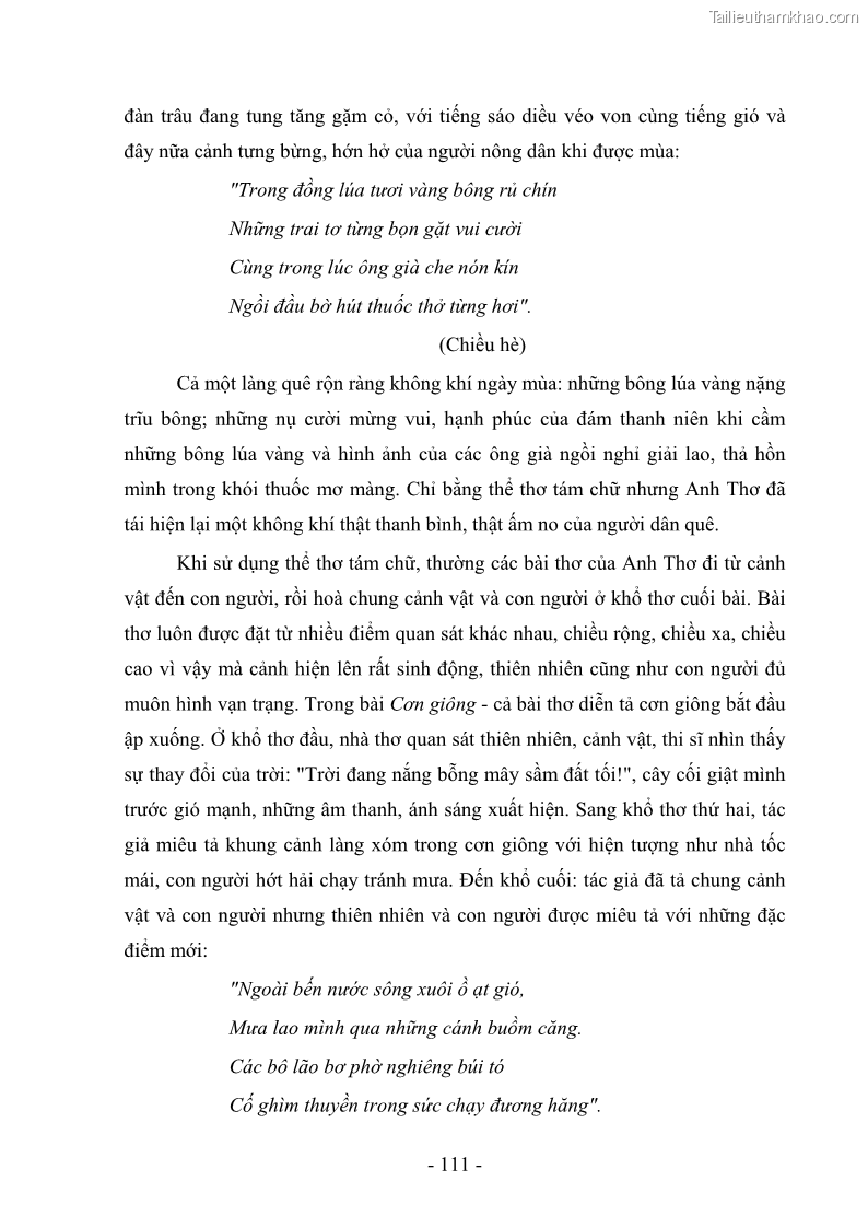 Luận văn thạc sĩ văn học Phong cách thơ Anh Thơ - 10 Trang 116