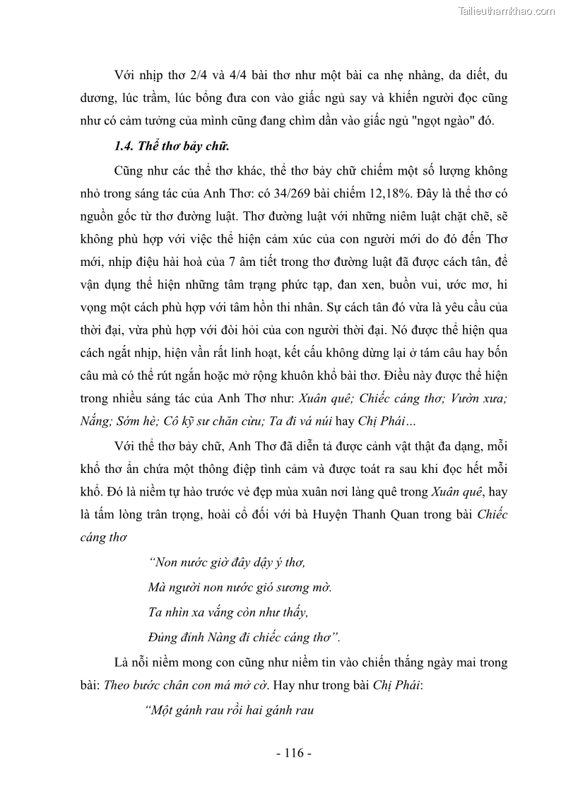 Luận văn thạc sĩ văn học Phong cách thơ Anh Thơ - 11 Trang 121