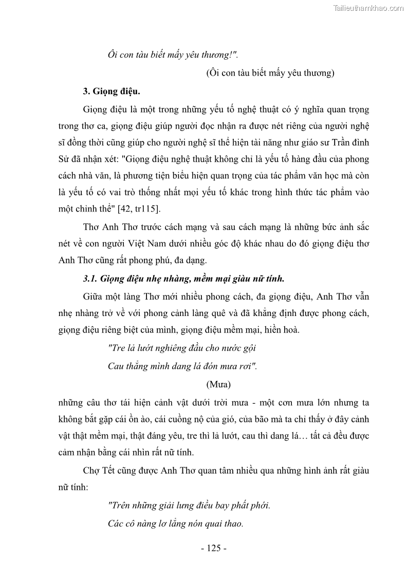 Luận văn thạc sĩ văn học Phong cách thơ Anh Thơ - 11 Trang 130