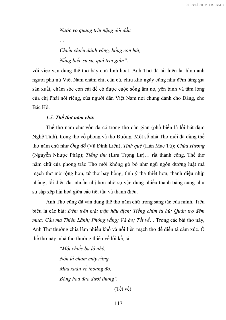 Luận văn thạc sĩ văn học Phong cách thơ Anh Thơ - 11 Trang 122