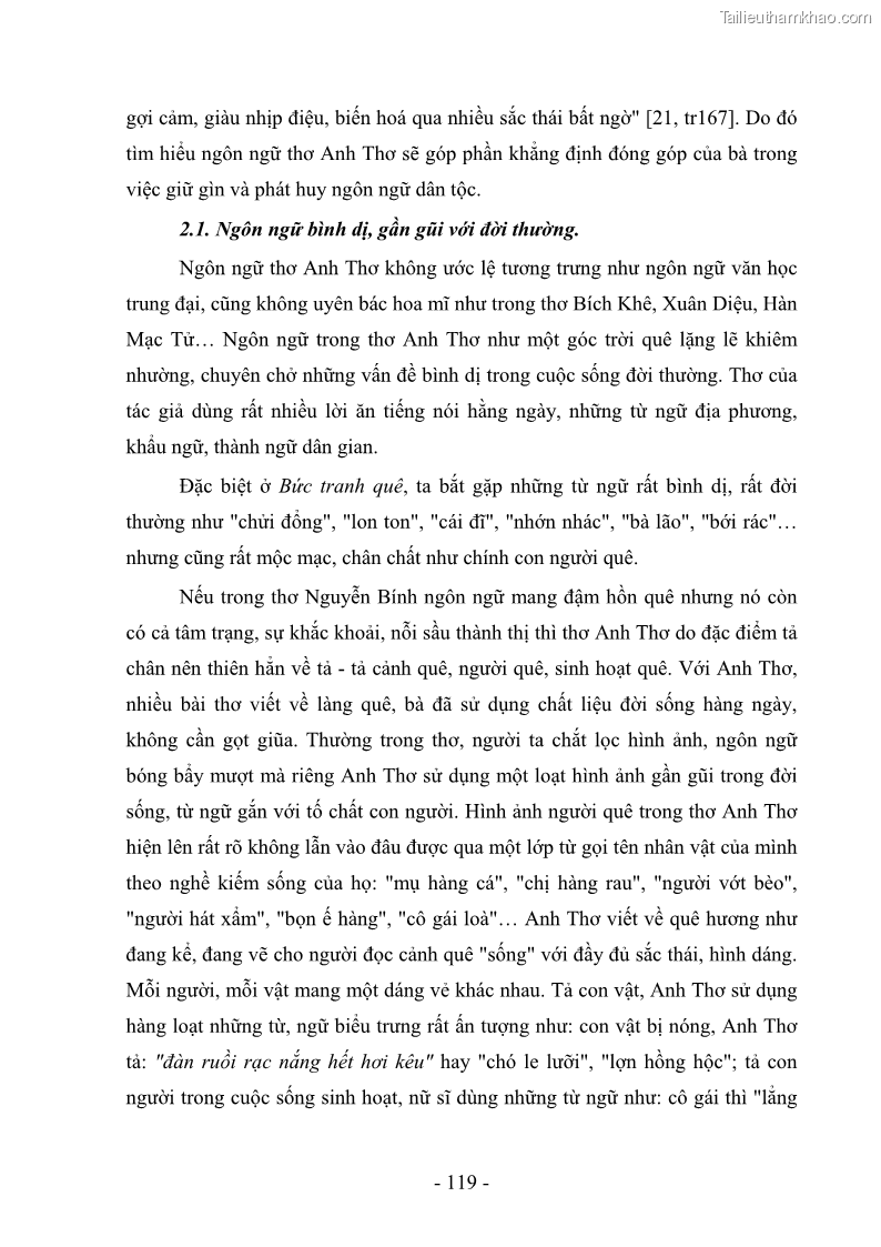Luận văn thạc sĩ văn học Phong cách thơ Anh Thơ - 11 Trang 124