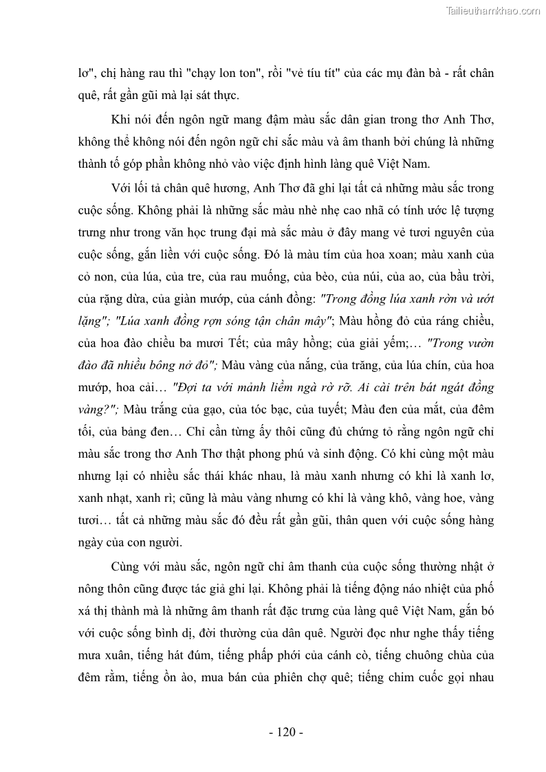 Luận văn thạc sĩ văn học Phong cách thơ Anh Thơ - 11 Trang 125