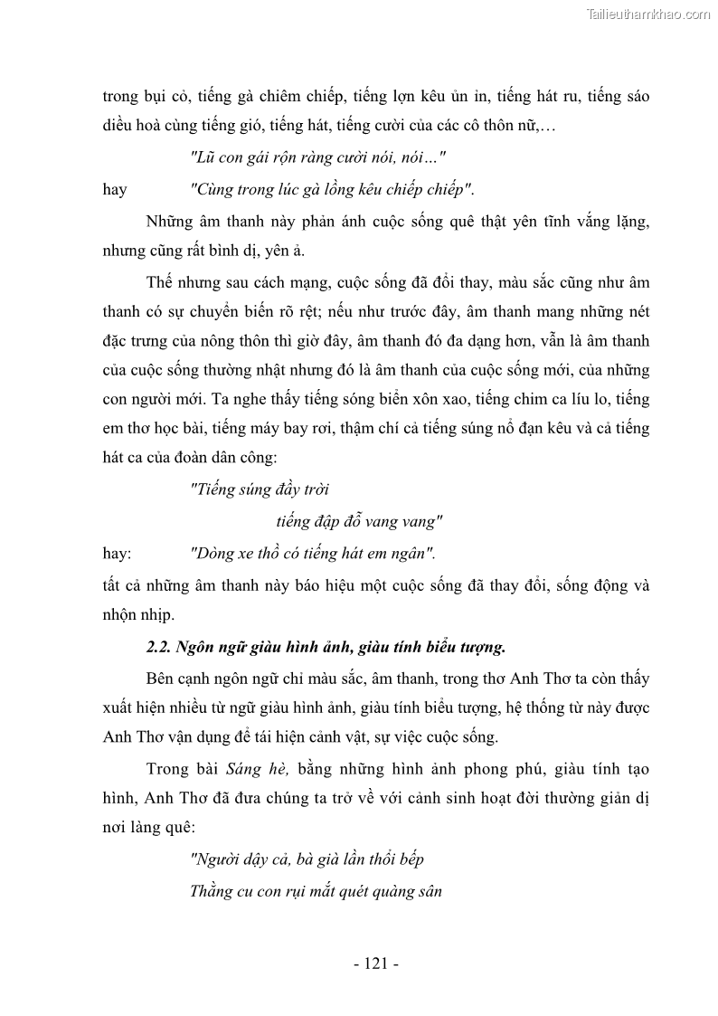Luận văn thạc sĩ văn học Phong cách thơ Anh Thơ - 11 Trang 126