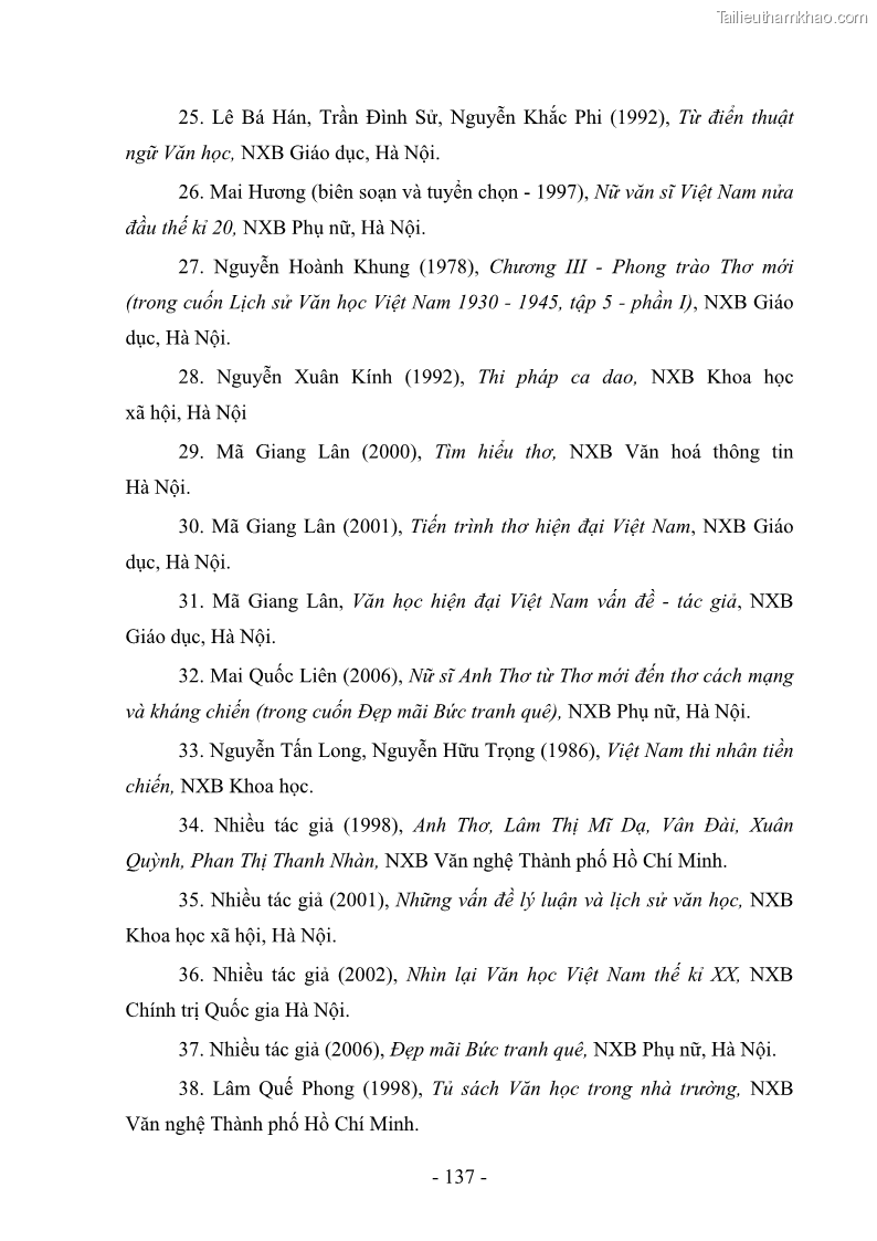 Luận văn thạc sĩ văn học Phong cách thơ Anh Thơ - 12 Trang 142