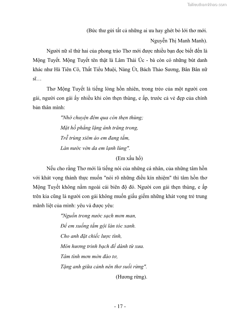 Luận văn thạc sĩ văn học Phong cách thơ Anh Thơ - 2 Trang 22