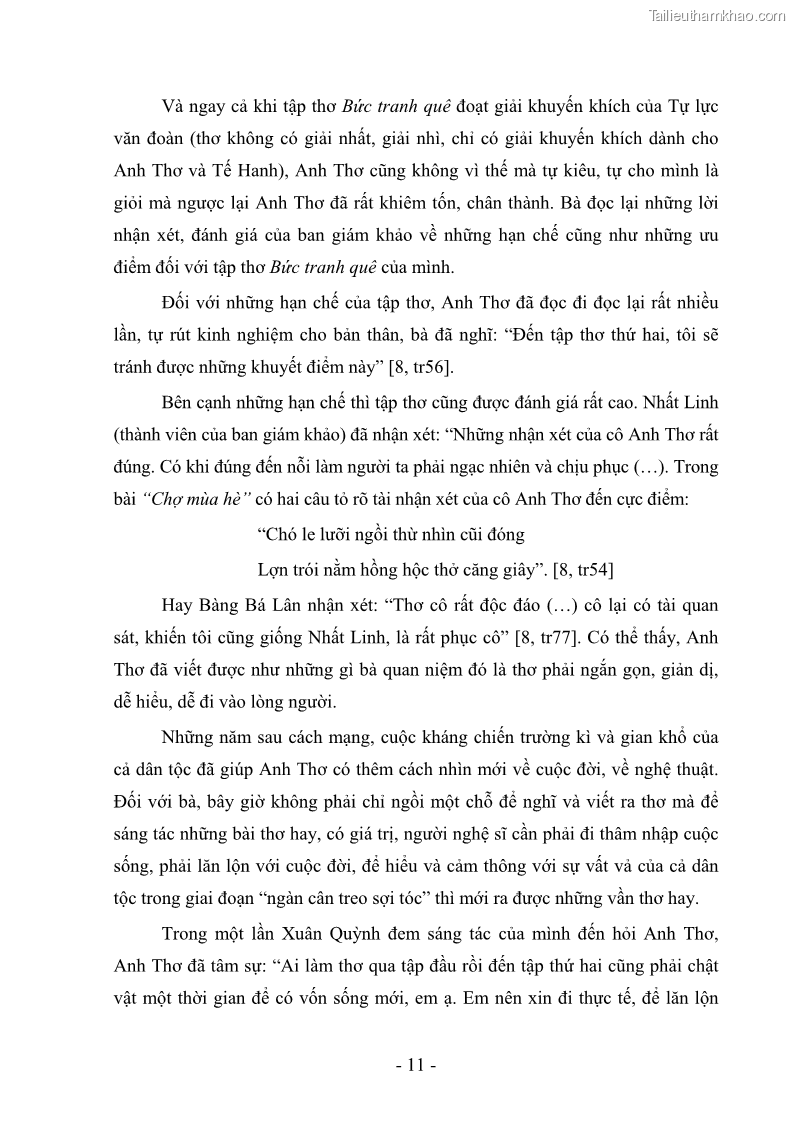 Luận văn thạc sĩ văn học Phong cách thơ Anh Thơ - 2 Trang 16