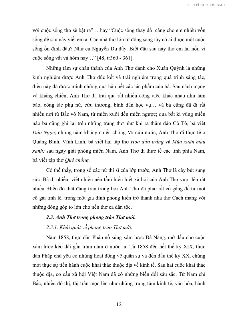 Luận văn thạc sĩ văn học Phong cách thơ Anh Thơ - 2 Trang 17