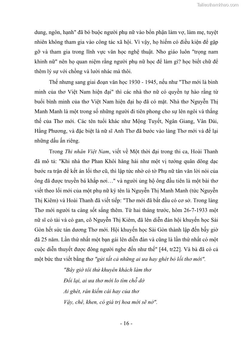 Luận văn thạc sĩ văn học Phong cách thơ Anh Thơ - 2 Trang 21