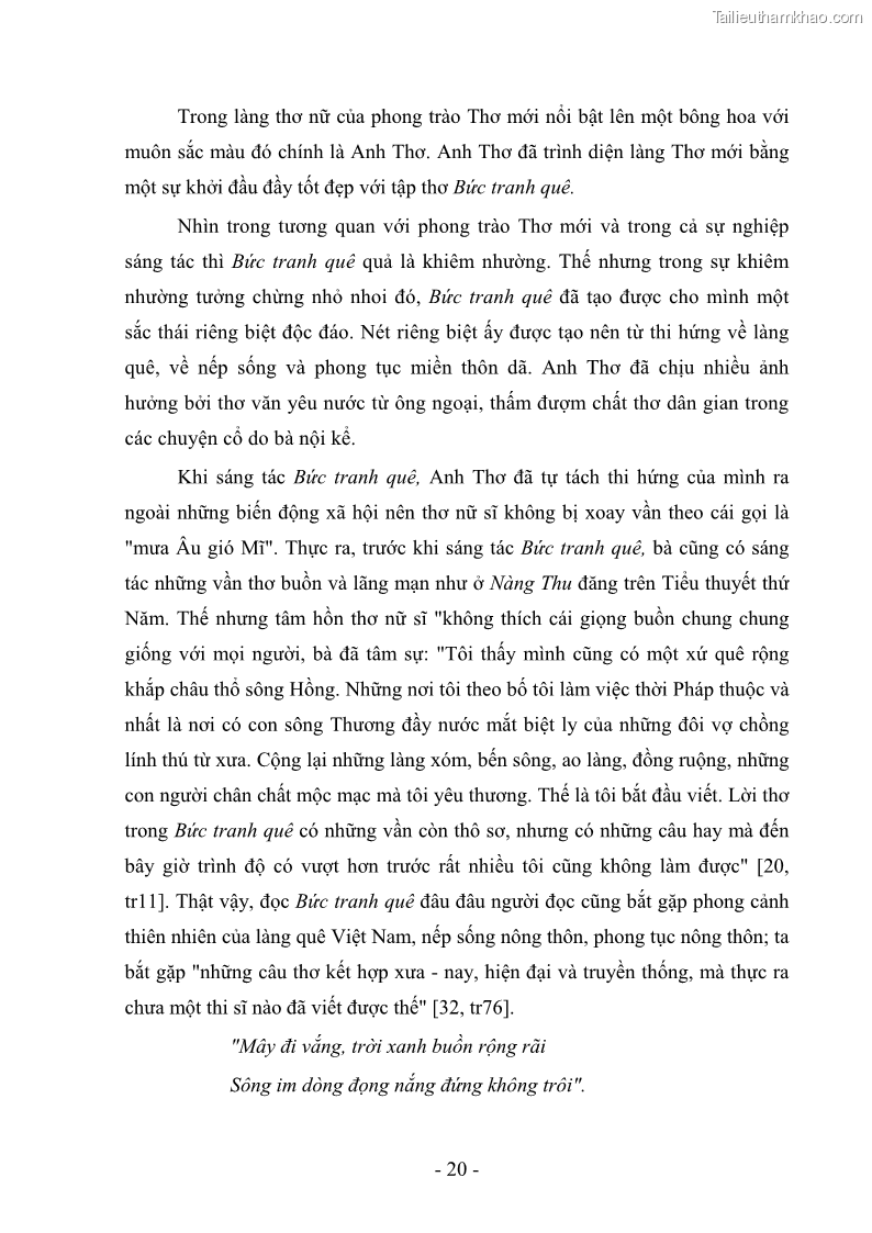 Luận văn thạc sĩ văn học Phong cách thơ Anh Thơ - 3 Trang 25
