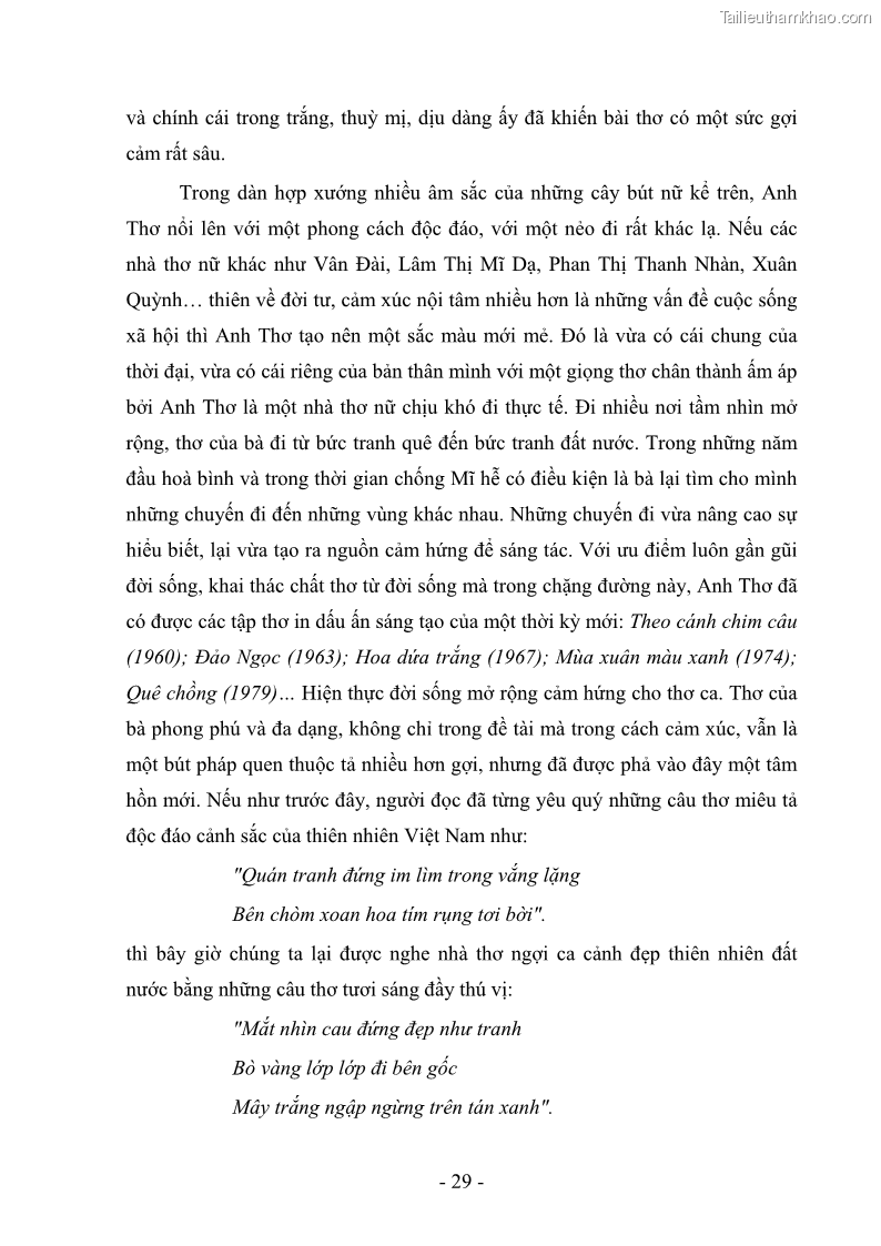 Luận văn thạc sĩ văn học Phong cách thơ Anh Thơ - 3 Trang 34