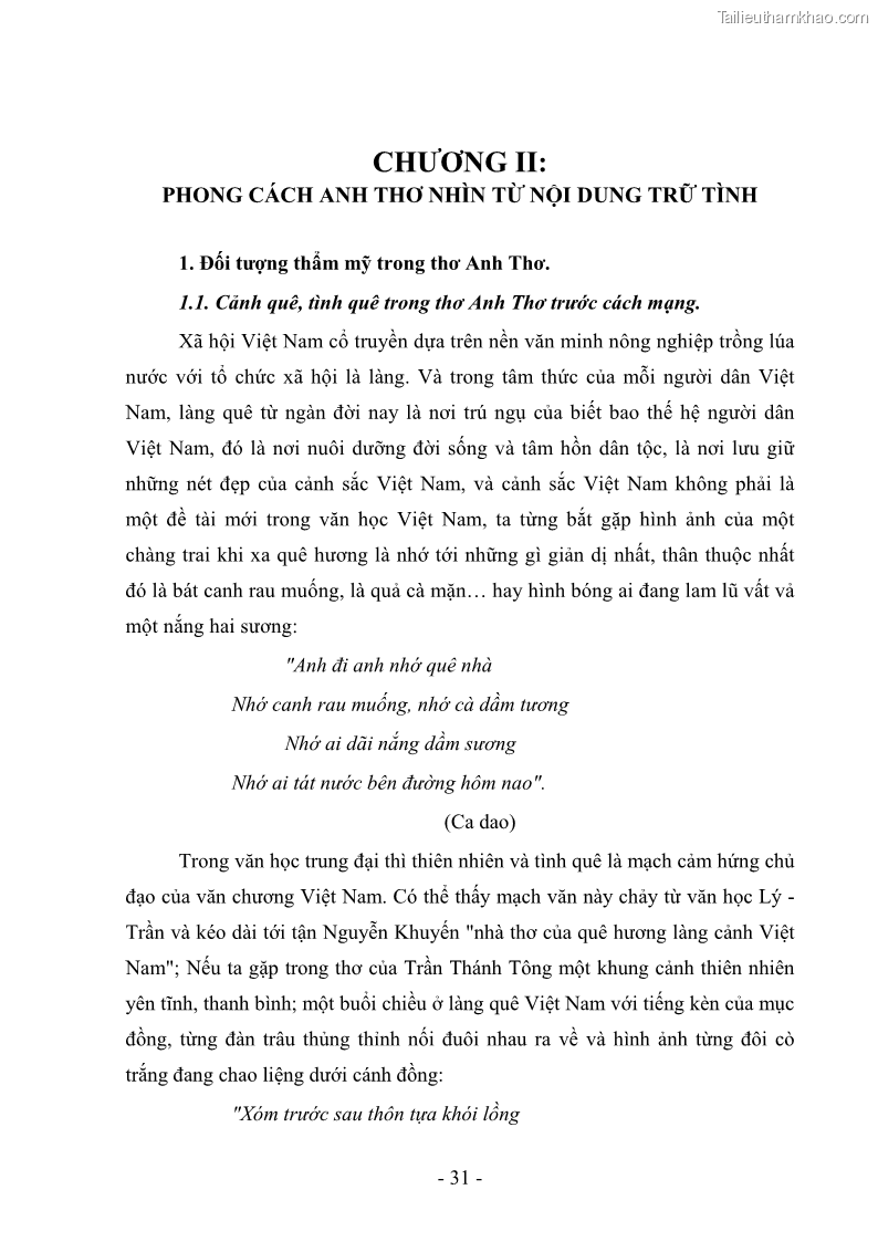 Luận văn thạc sĩ văn học Phong cách thơ Anh Thơ - 3 Trang 36