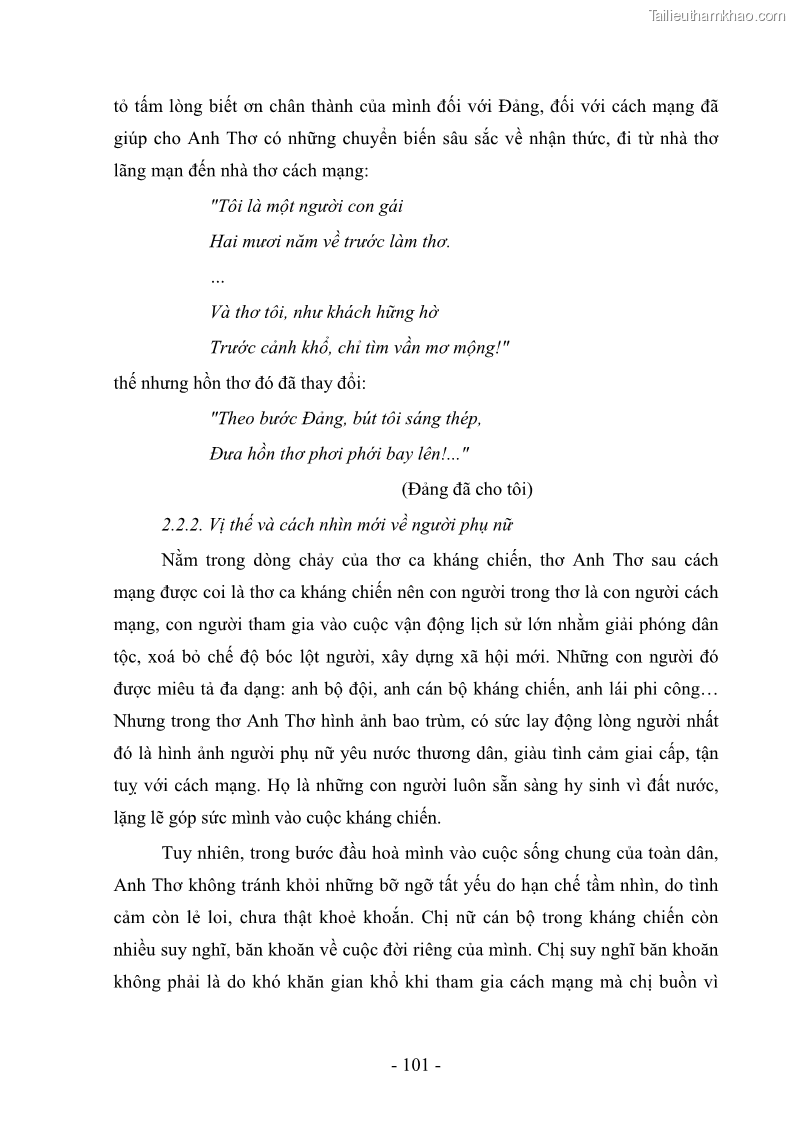 Luận văn thạc sĩ văn học Phong cách thơ Anh Thơ - 9 Trang 106