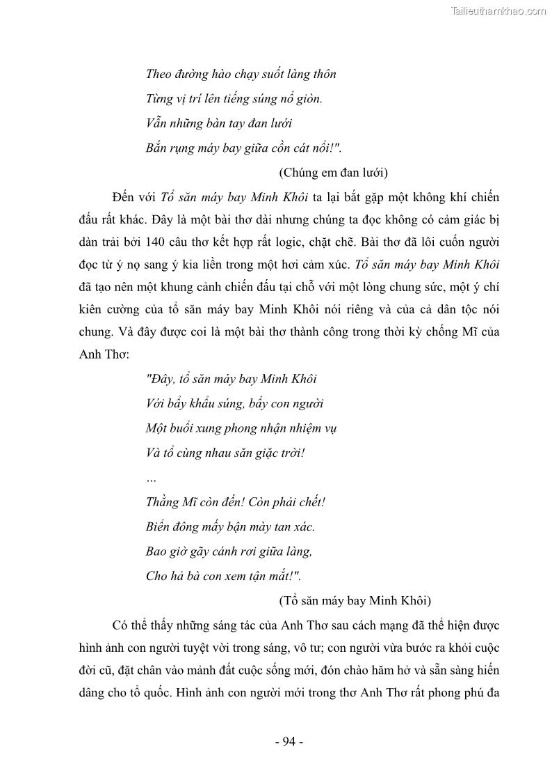 Luận văn thạc sĩ văn học Phong cách thơ Anh Thơ - 9 Trang 99