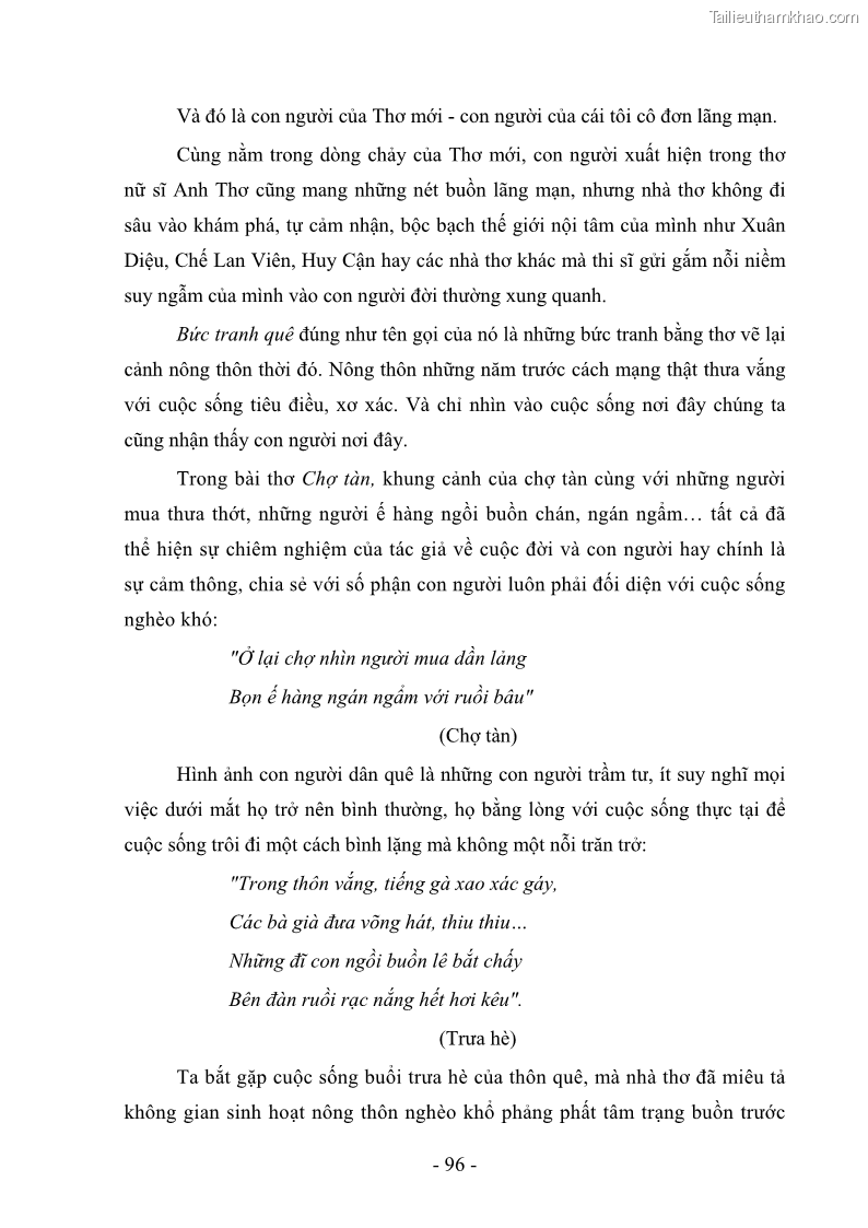 Luận văn thạc sĩ văn học Phong cách thơ Anh Thơ - 9 Trang 101