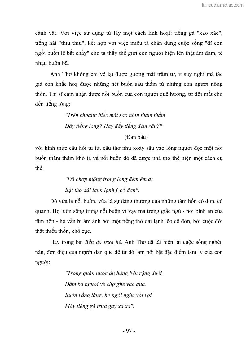 Luận văn thạc sĩ văn học Phong cách thơ Anh Thơ - 9 Trang 102
