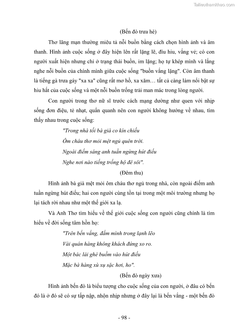 Luận văn thạc sĩ văn học Phong cách thơ Anh Thơ - 9 Trang 103