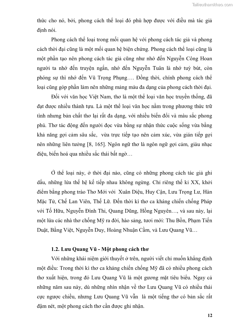 Luận văn thạc sĩ văn học Phong cách thơ Lưu Quang Vũ - 2 Trang 16