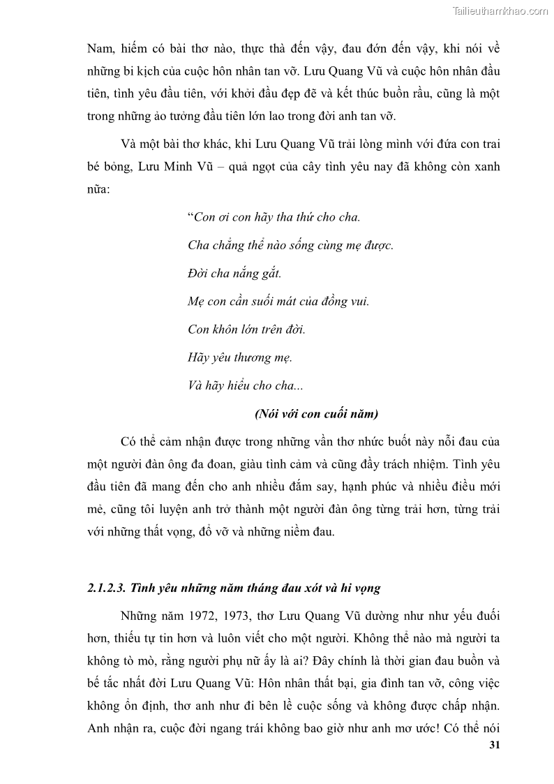 Luận văn thạc sĩ văn học Phong cách thơ Lưu Quang Vũ - 3 Trang 35
