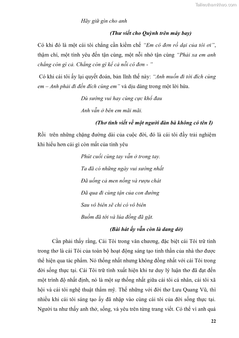 Luận văn thạc sĩ văn học Phong cách thơ Lưu Quang Vũ - 3 Trang 26