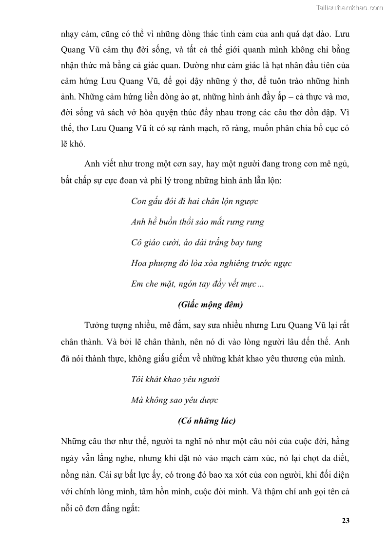 Luận văn thạc sĩ văn học Phong cách thơ Lưu Quang Vũ - 3 Trang 27