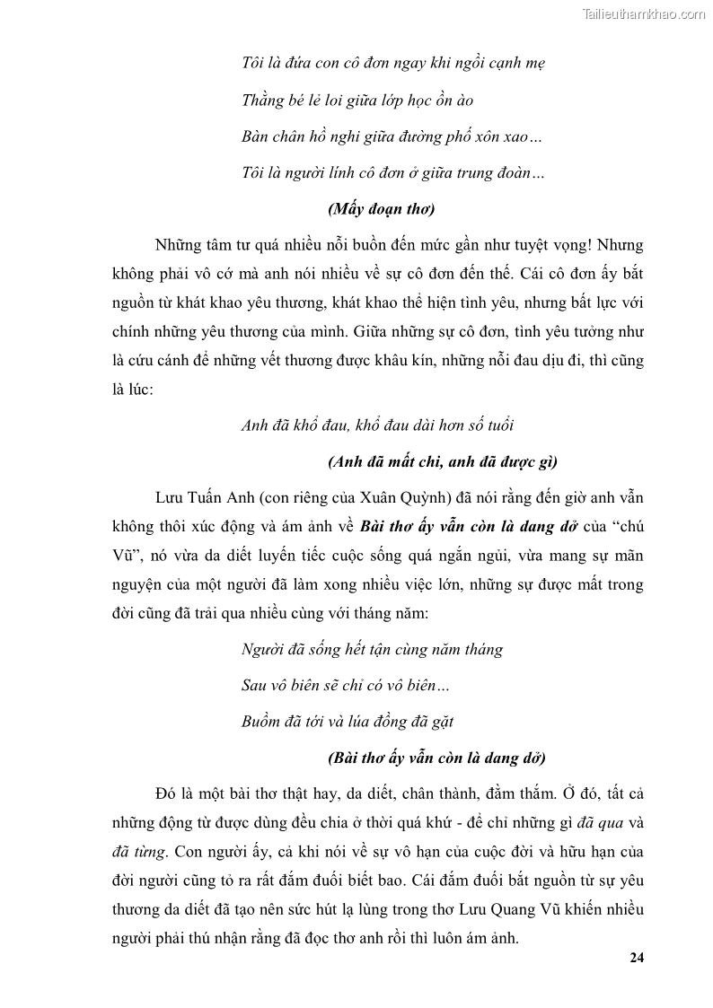 Luận văn thạc sĩ văn học Phong cách thơ Lưu Quang Vũ - 3 Trang 28
