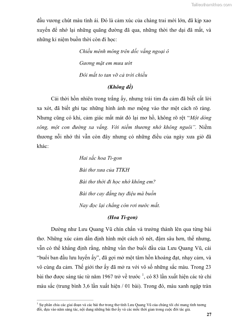 Luận văn thạc sĩ văn học Phong cách thơ Lưu Quang Vũ - 3 Trang 31