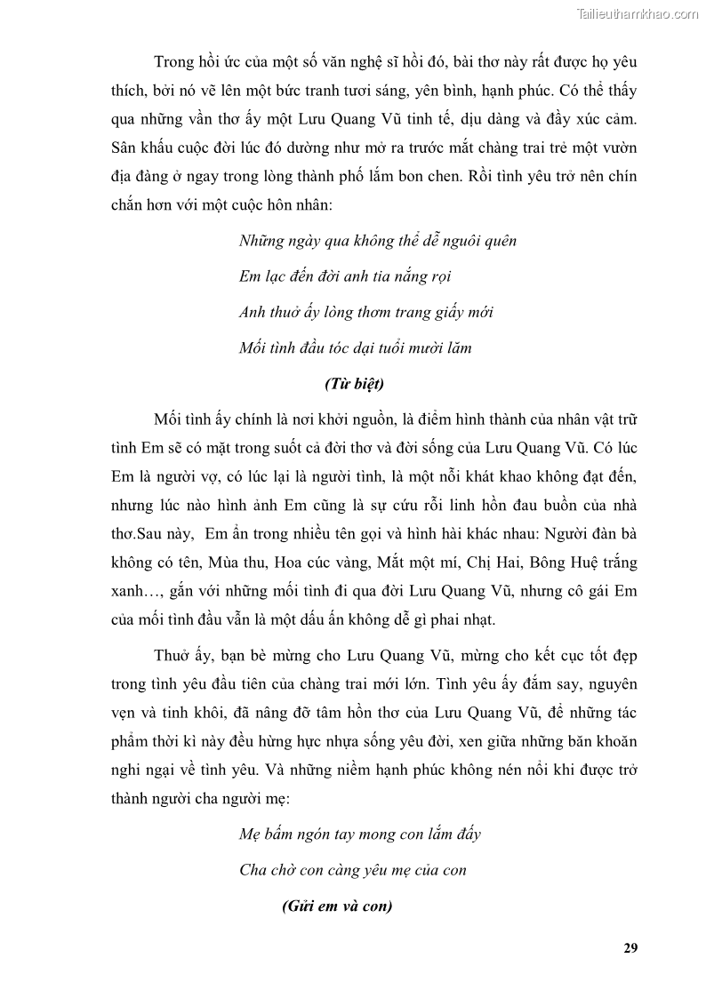 Luận văn thạc sĩ văn học Phong cách thơ Lưu Quang Vũ - 3 Trang 33