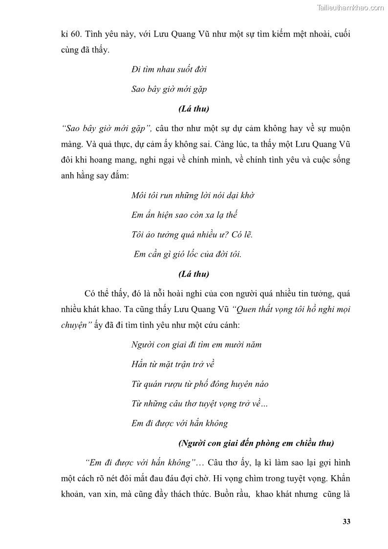 Luận văn thạc sĩ văn học Phong cách thơ Lưu Quang Vũ - 4 Trang 37