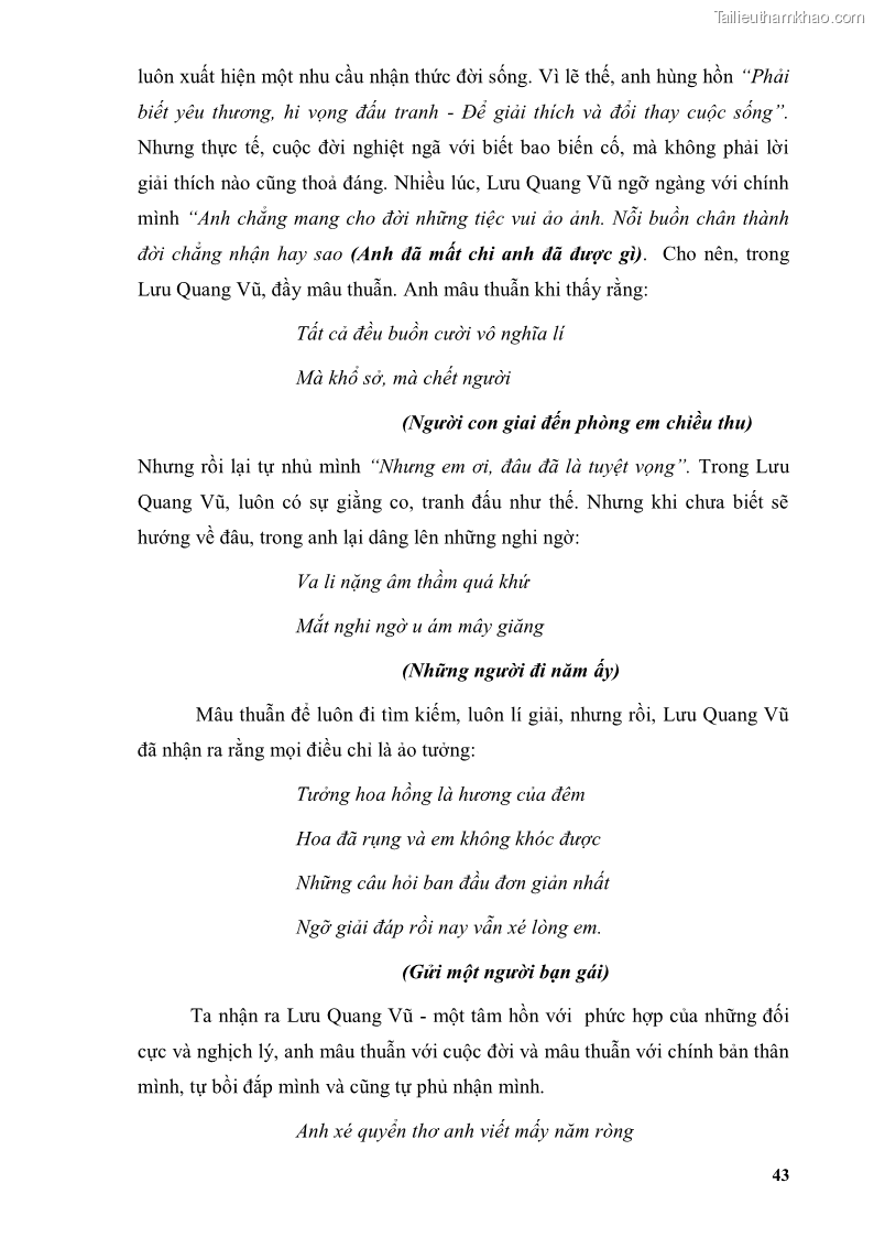 Luận văn thạc sĩ văn học Phong cách thơ Lưu Quang Vũ - 4 Trang 47