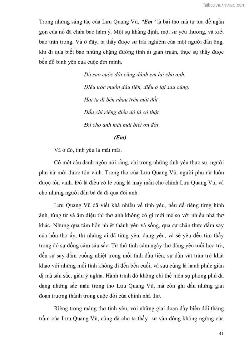 Luận văn thạc sĩ văn học Phong cách thơ Lưu Quang Vũ - 4 Trang 45