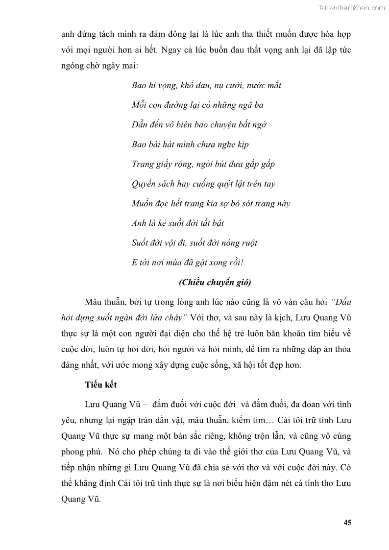 Luận văn thạc sĩ văn học Phong cách thơ Lưu Quang Vũ - 5 Trang 49