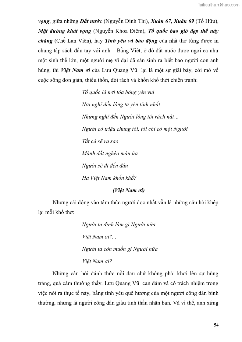 Luận văn thạc sĩ văn học Phong cách thơ Lưu Quang Vũ - 5 Trang 58