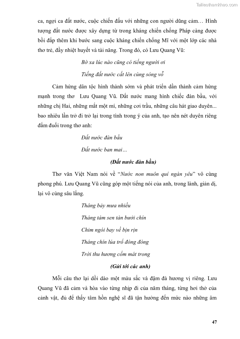 Luận văn thạc sĩ văn học Phong cách thơ Lưu Quang Vũ - 5 Trang 51