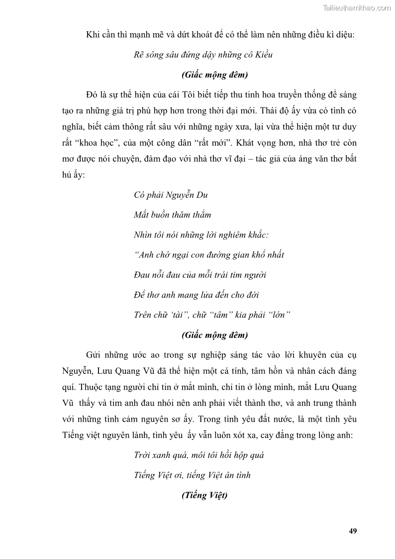 Luận văn thạc sĩ văn học Phong cách thơ Lưu Quang Vũ - 5 Trang 53