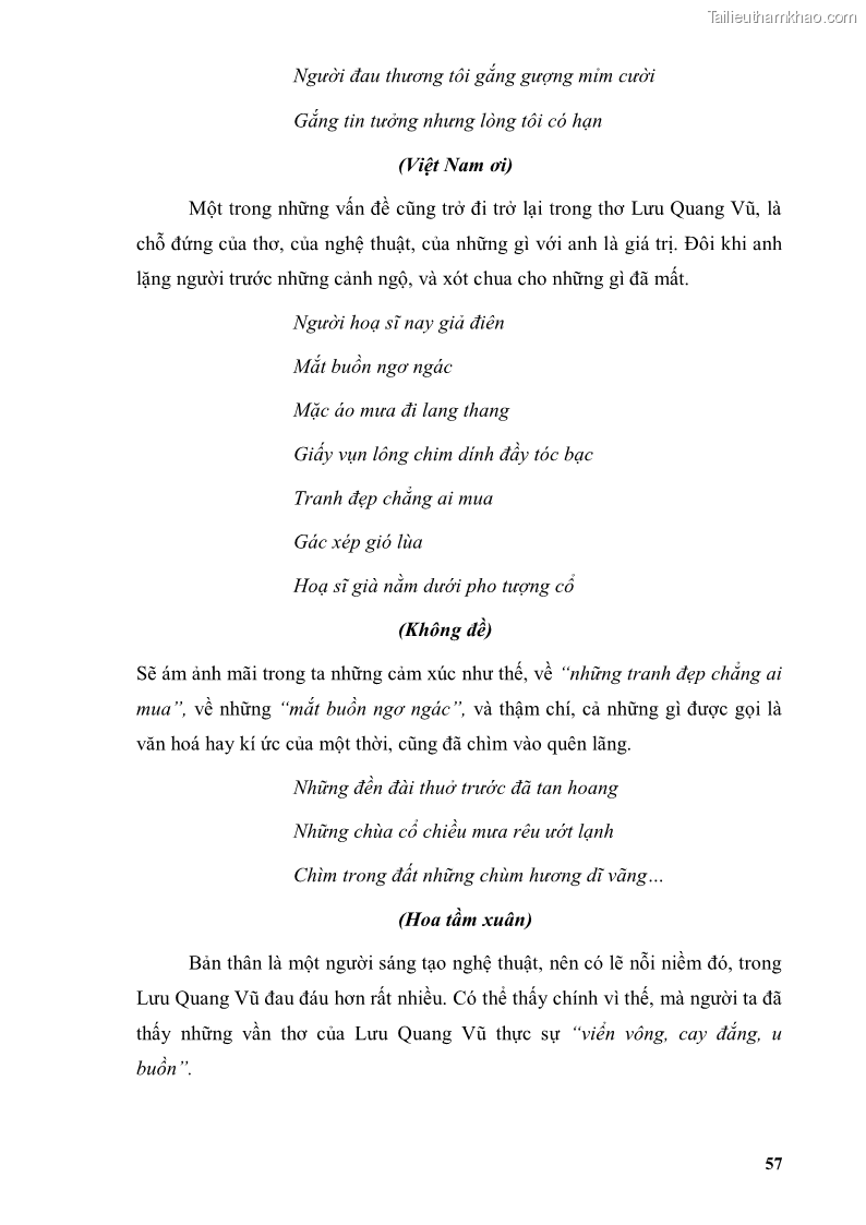 Luận văn thạc sĩ văn học Phong cách thơ Lưu Quang Vũ - 6 Trang 61