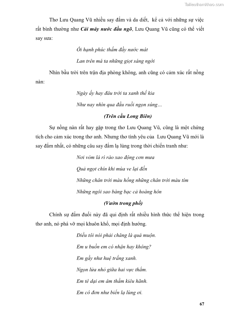 Luận văn thạc sĩ văn học Phong cách thơ Lưu Quang Vũ - 6 Trang 71