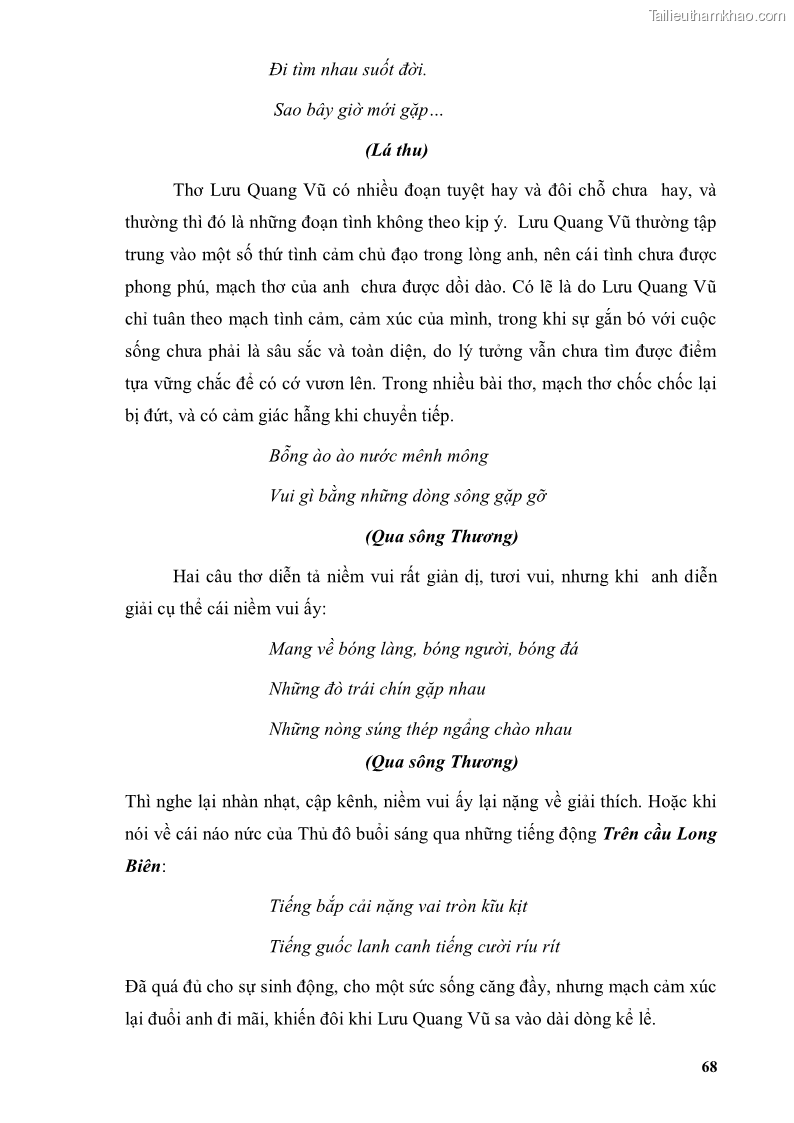 Luận văn thạc sĩ văn học Phong cách thơ Lưu Quang Vũ - 6 Trang 72