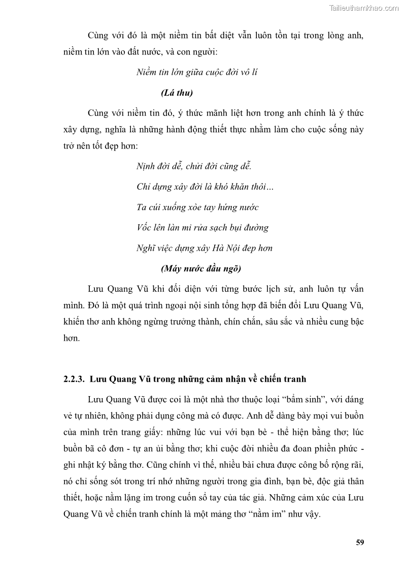 Luận văn thạc sĩ văn học Phong cách thơ Lưu Quang Vũ - 6 Trang 63
