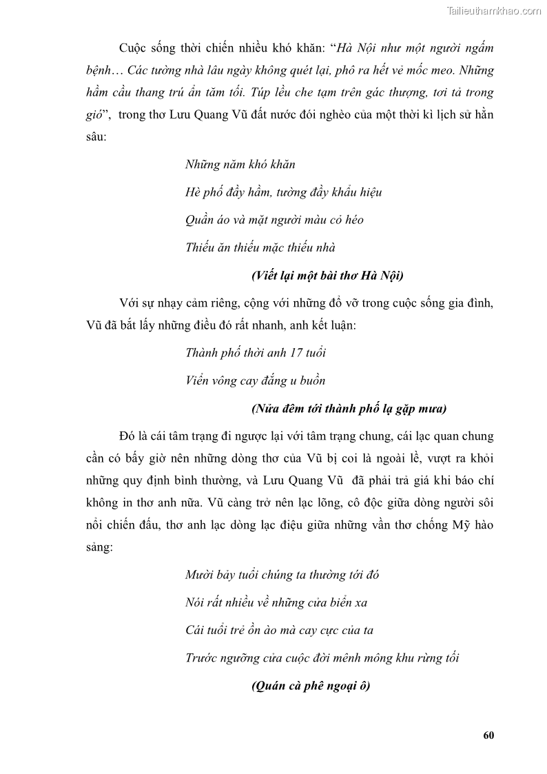 Luận văn thạc sĩ văn học Phong cách thơ Lưu Quang Vũ - 6 Trang 64
