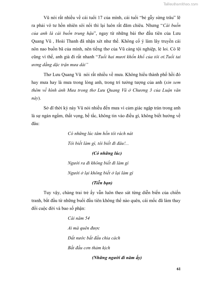 Luận văn thạc sĩ văn học Phong cách thơ Lưu Quang Vũ - 6 Trang 65