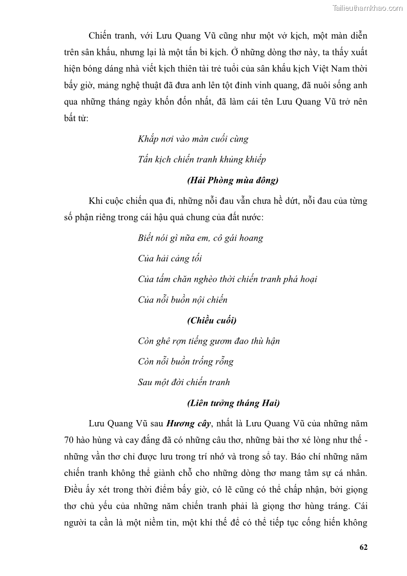 Luận văn thạc sĩ văn học Phong cách thơ Lưu Quang Vũ - 6 Trang 66