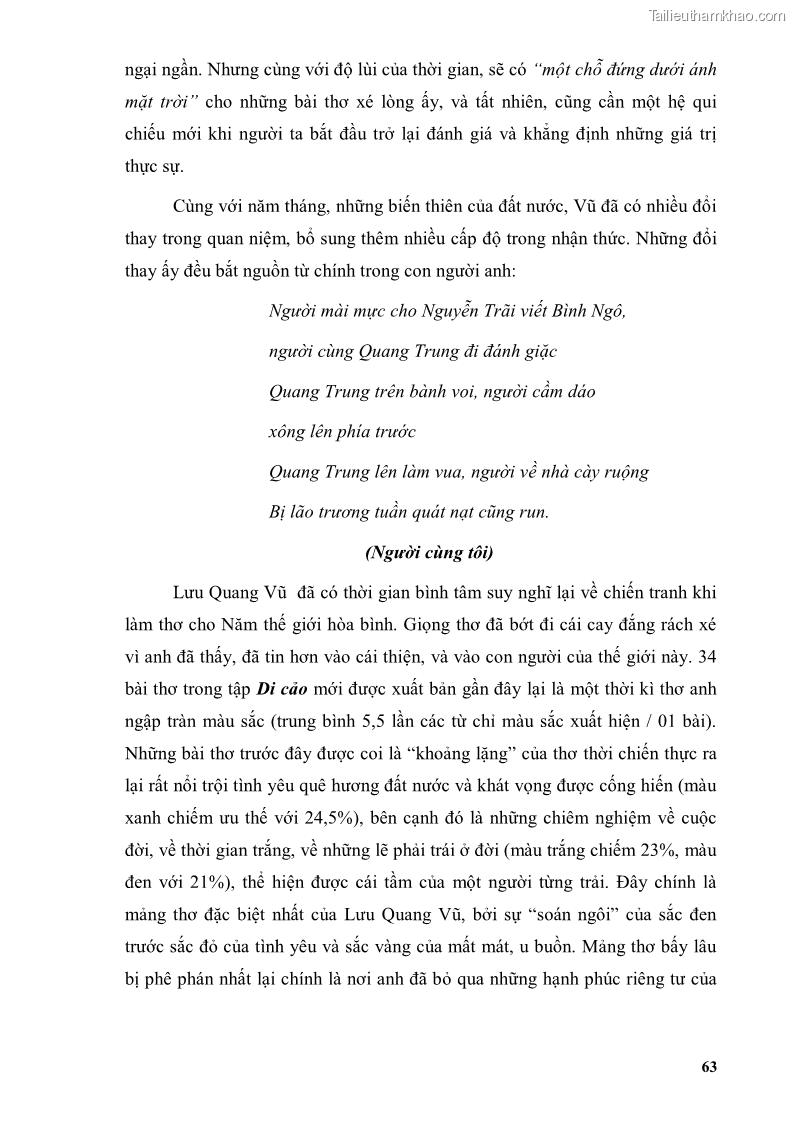 Luận văn thạc sĩ văn học Phong cách thơ Lưu Quang Vũ - 6 Trang 67