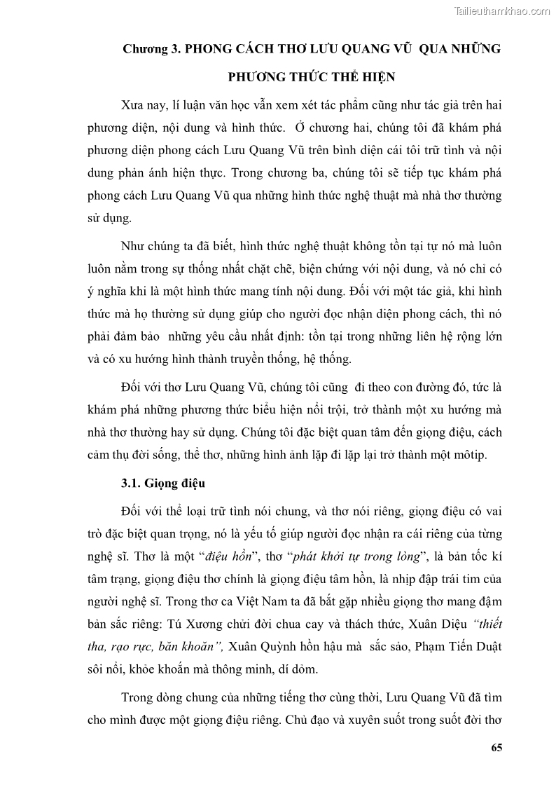 Luận văn thạc sĩ văn học Phong cách thơ Lưu Quang Vũ - 6 Trang 69