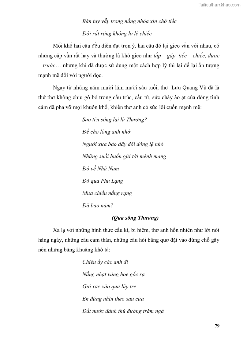 Luận văn thạc sĩ văn học Phong cách thơ Lưu Quang Vũ - 7 Trang 83