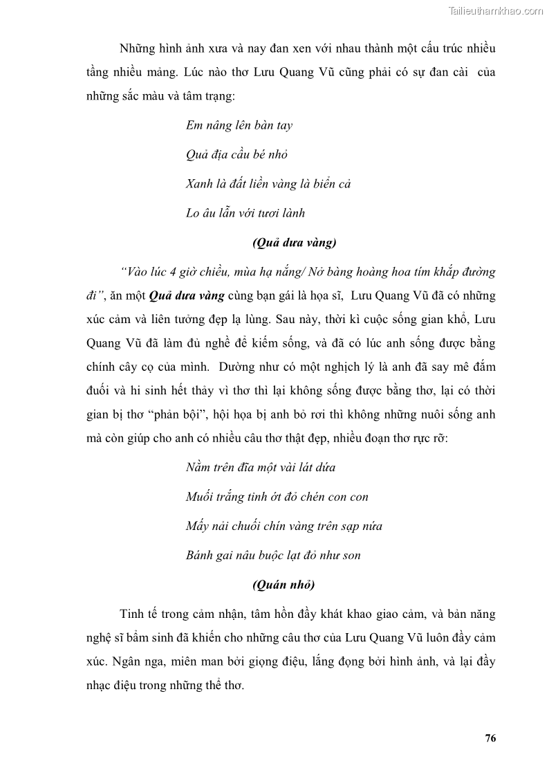 Luận văn thạc sĩ văn học Phong cách thơ Lưu Quang Vũ - 7 Trang 80