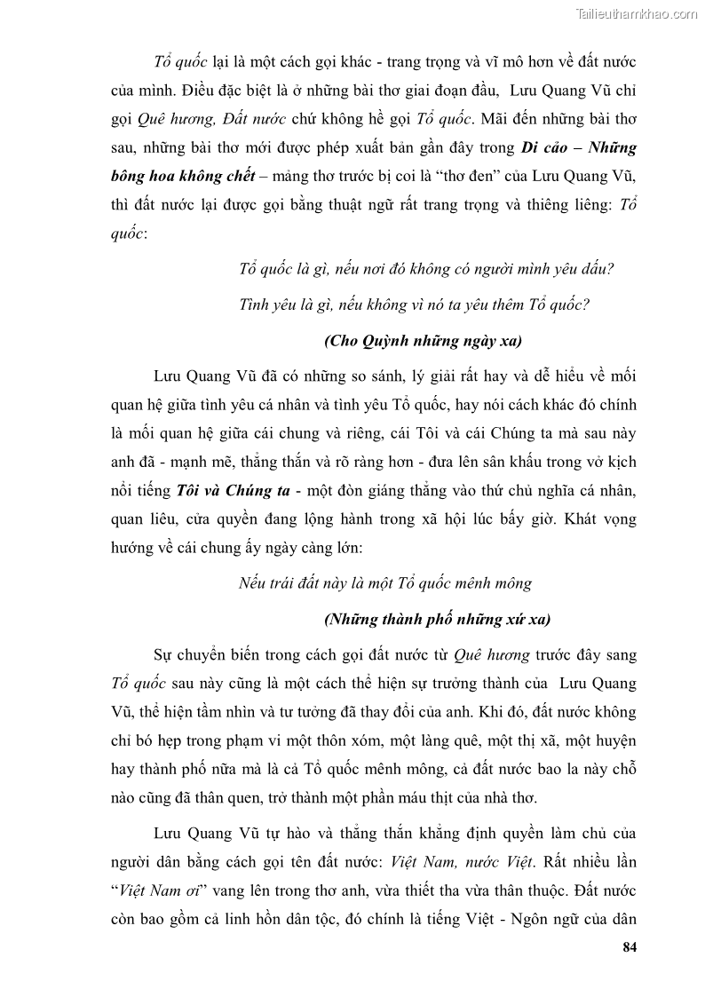 Luận văn thạc sĩ văn học Phong cách thơ Lưu Quang Vũ - 8 Trang 88