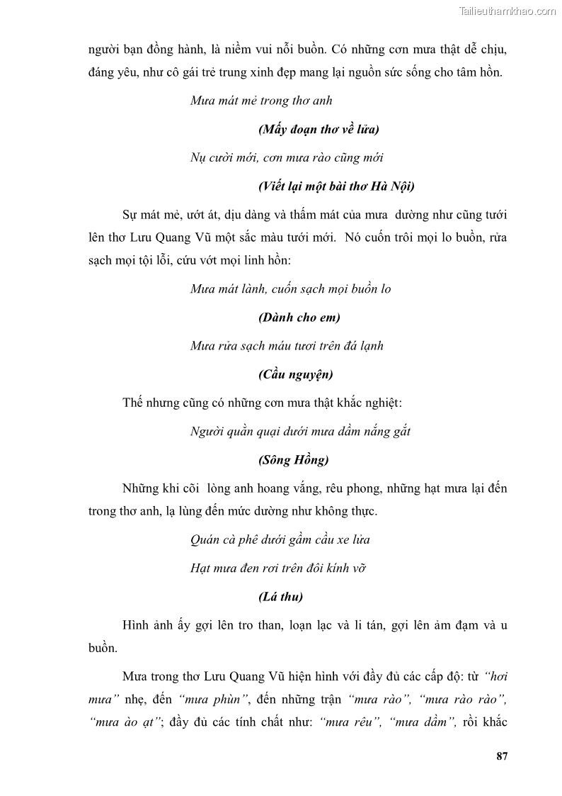 Luận văn thạc sĩ văn học Phong cách thơ Lưu Quang Vũ - 8 Trang 91