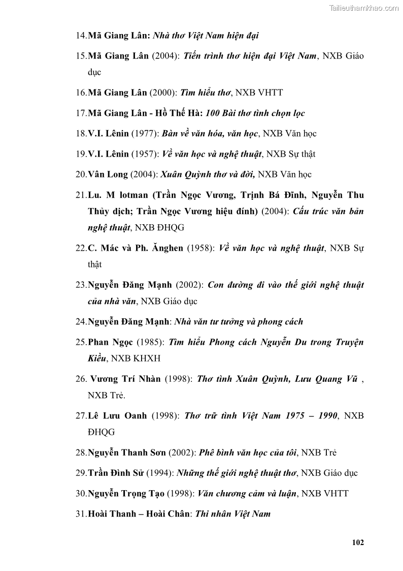 Luận văn thạc sĩ văn học Phong cách thơ Lưu Quang Vũ - 9 Trang 106