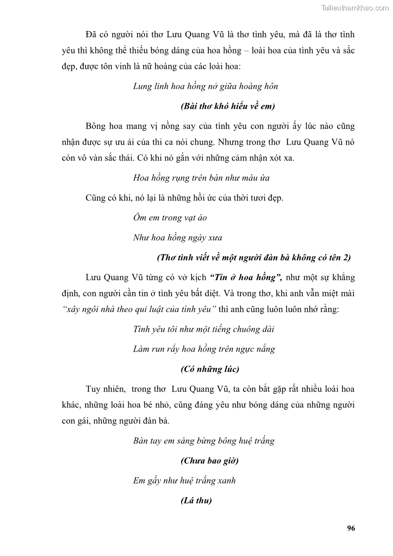 Luận văn thạc sĩ văn học Phong cách thơ Lưu Quang Vũ - 9 Trang 100