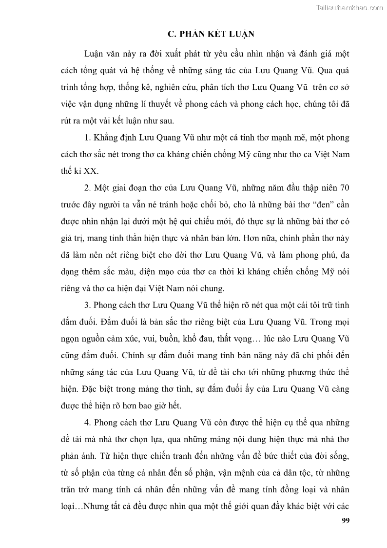 Luận văn thạc sĩ văn học Phong cách thơ Lưu Quang Vũ - 9 Trang 103